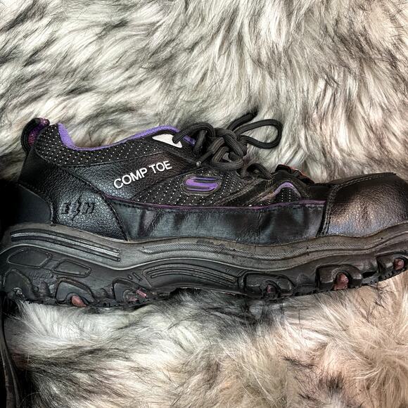 Skechers COMP TOE Size 7 wide Women Work shoe non-metallic Leather - Picture 8 of 12